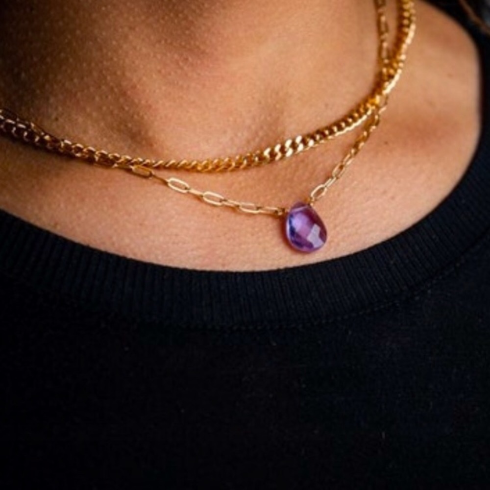 Floating Amethyst Crystal Gemstone Necklace